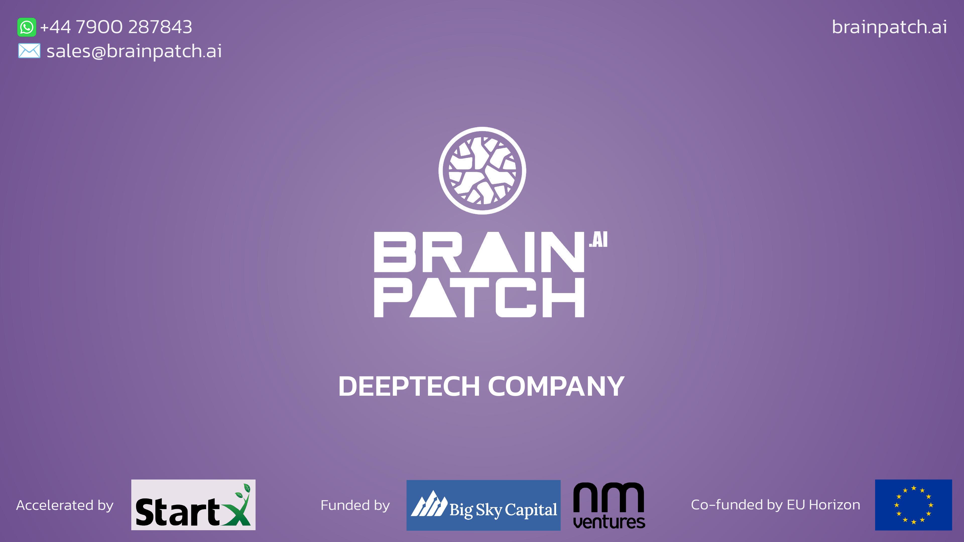 BrainPatch investment deck slide 1 / 8